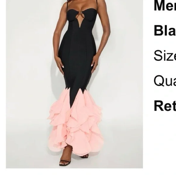 Rubina bandage mermaid maxi size medium Elegant Black and Pink Gown - Picture 5 of 5